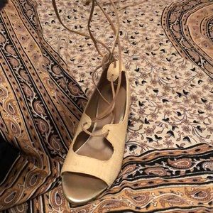 Lace up high heeled sandals